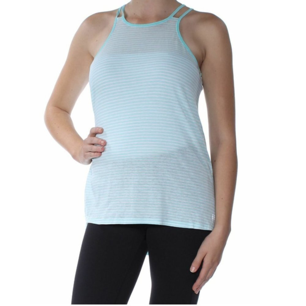 Tommy Hilfiger Sport Aqua Striped Hi-Lo Tank Top S